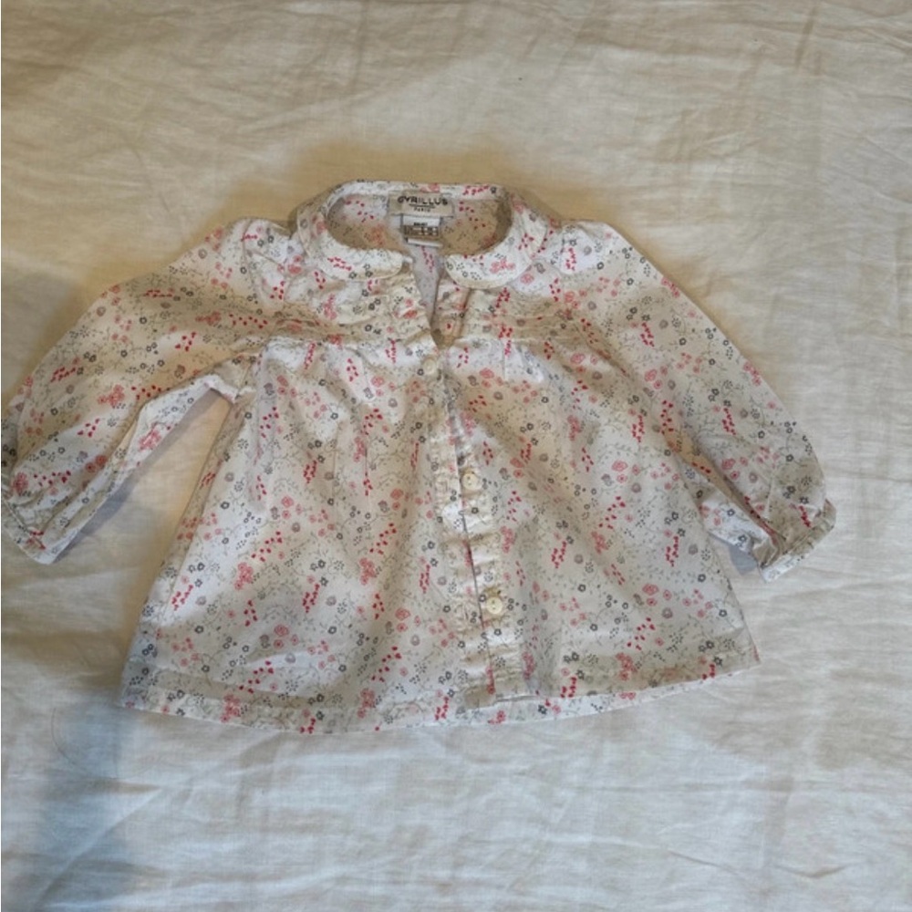 Cyrillus Floral Kids Blouse - White and Pink